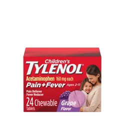 Children's Tylenol Chewables with 160 mg Acetaminophen, Grape, 24 ct