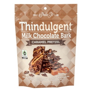 slide 1 of 3, Sheila G's Thindulgent Caramel Pretzel Chocolate Bark, 4.7 oz