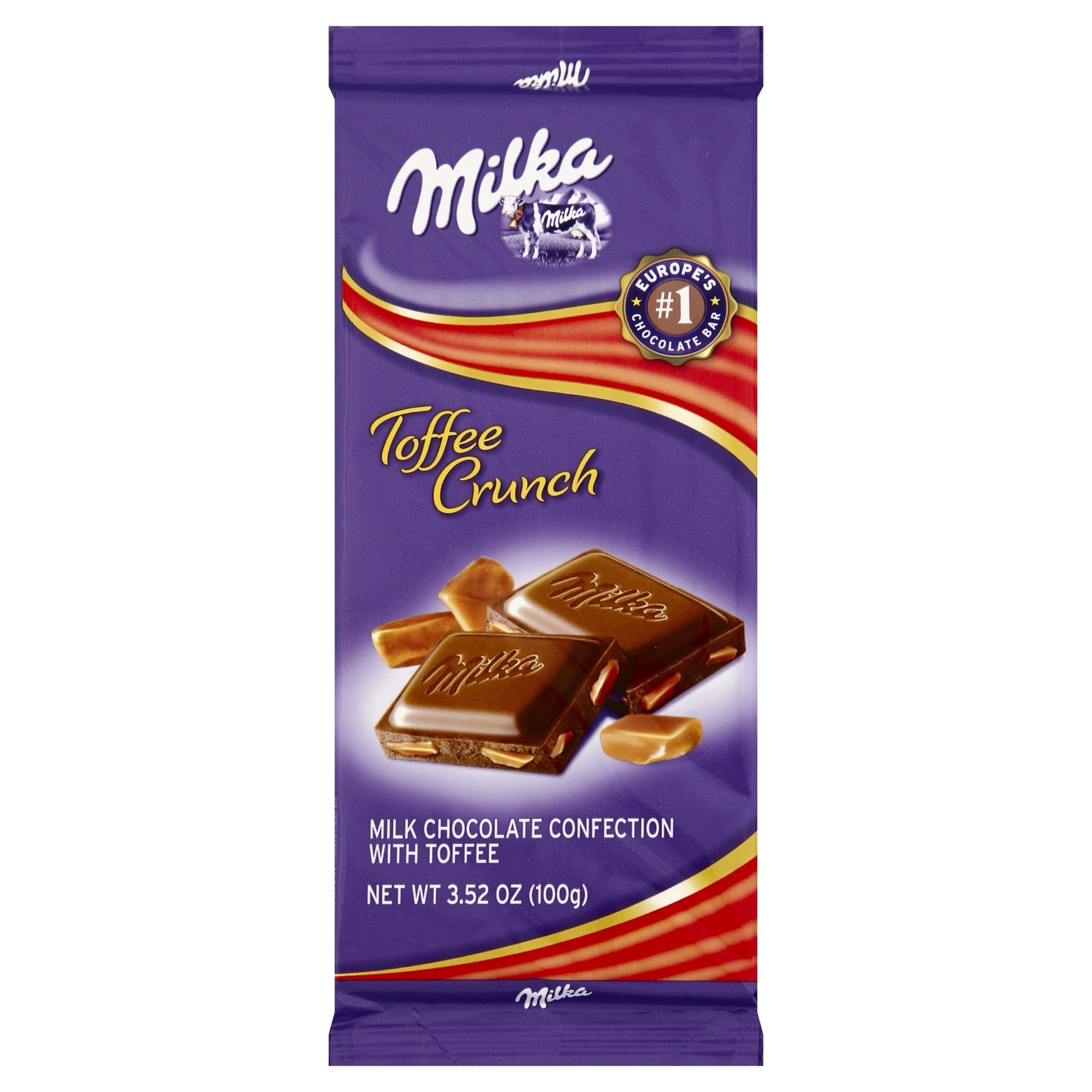 slide 1 of 6, Milka Toffee Crunch Milk Chocolate Confection Bar, 3.52 oz