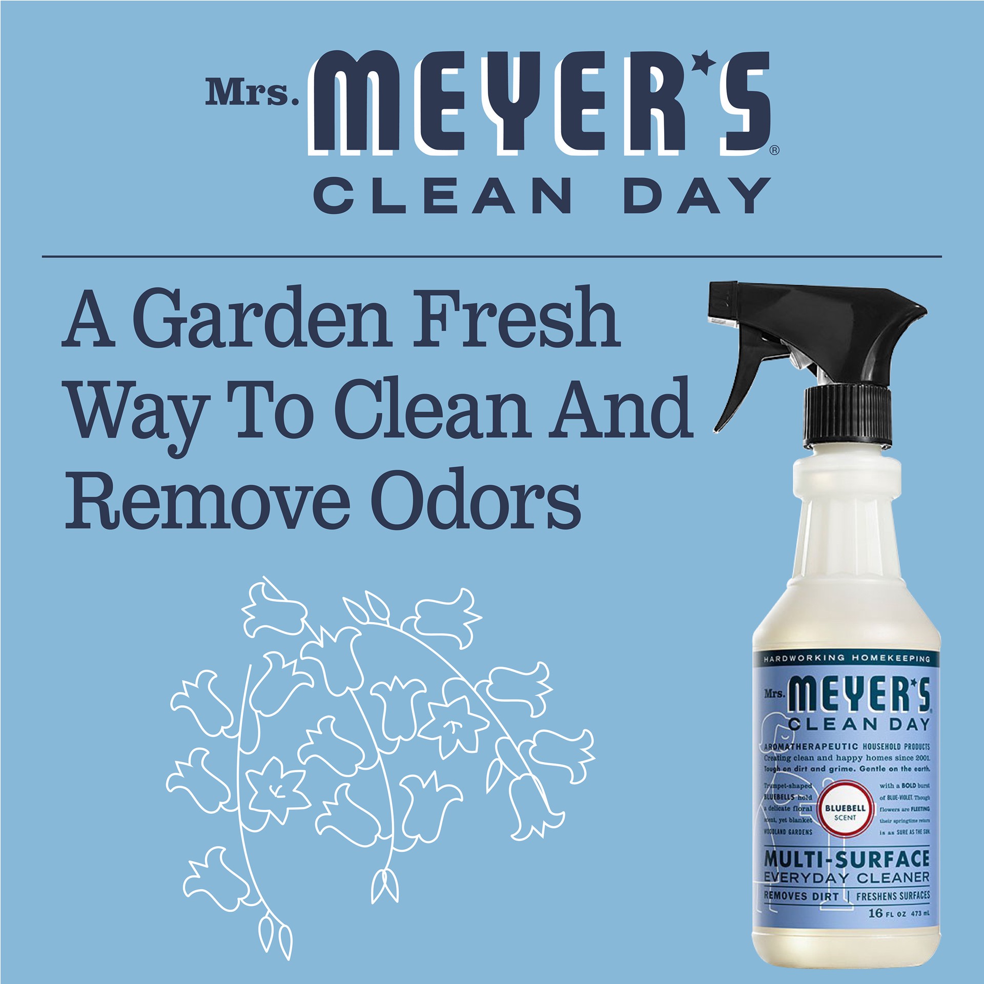 slide 2 of 9, Mrs. Meyer's Clean Day Bluebell Multi-Surface Spray Cleaner, 16 fl oz