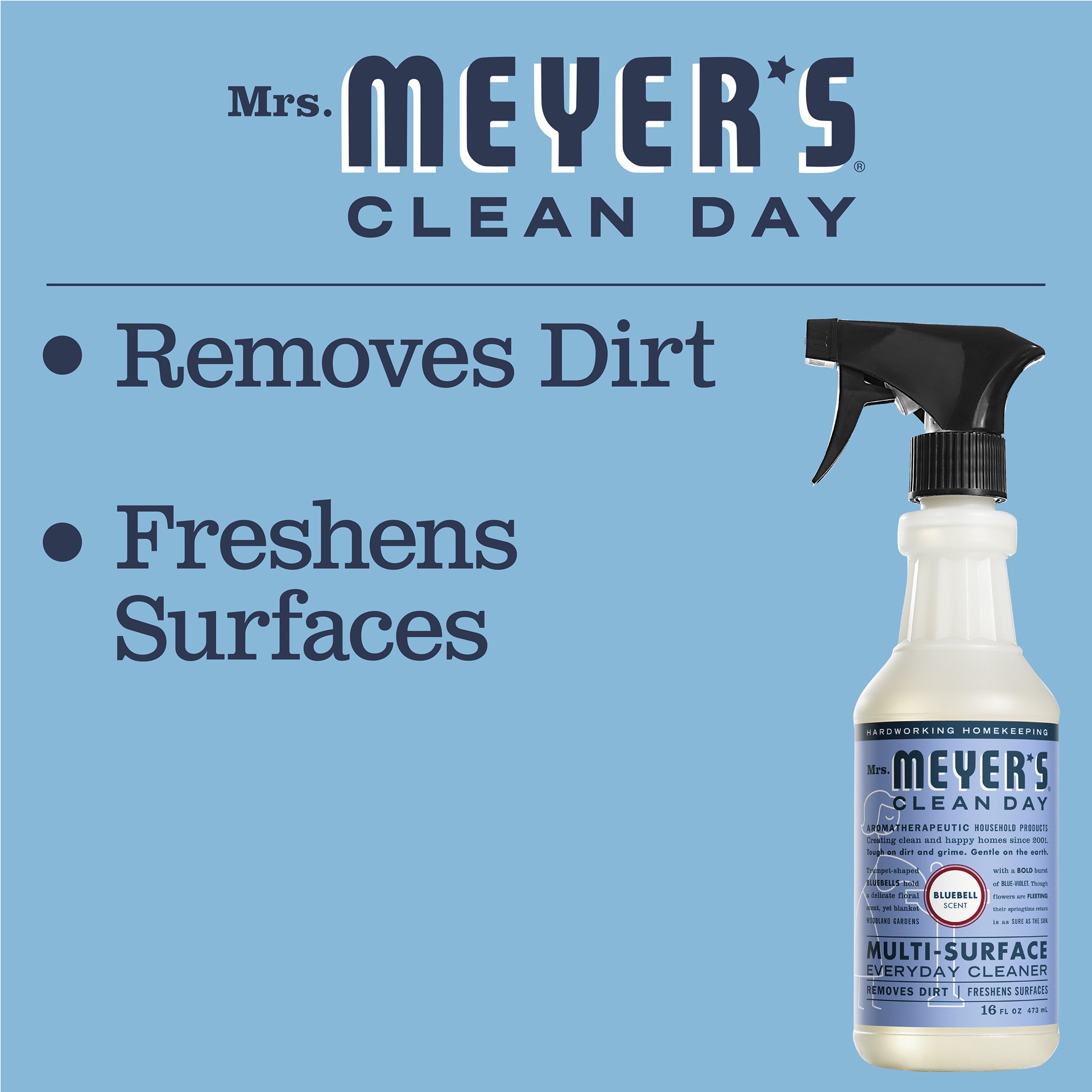 slide 9 of 9, Mrs. Meyer's Clean Day Bluebell Multi-Surface Spray Cleaner, 16 fl oz