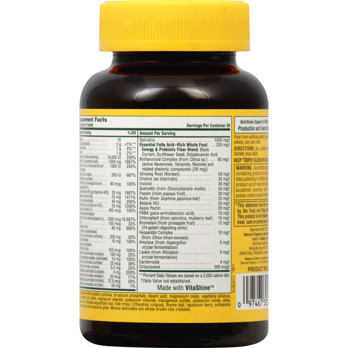 slide 7 of 7, Nature's Plus Source of Life Multi-Vitamin & Mineral Mini Tablets, 180 ct