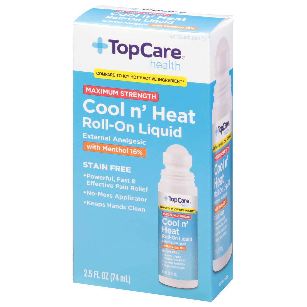slide 10 of 15, TopCare Health Maximum Strength Cool n' Heat Roll-On Liquid with Menthol 16% 2.5 fl oz, 2.5 fl oz