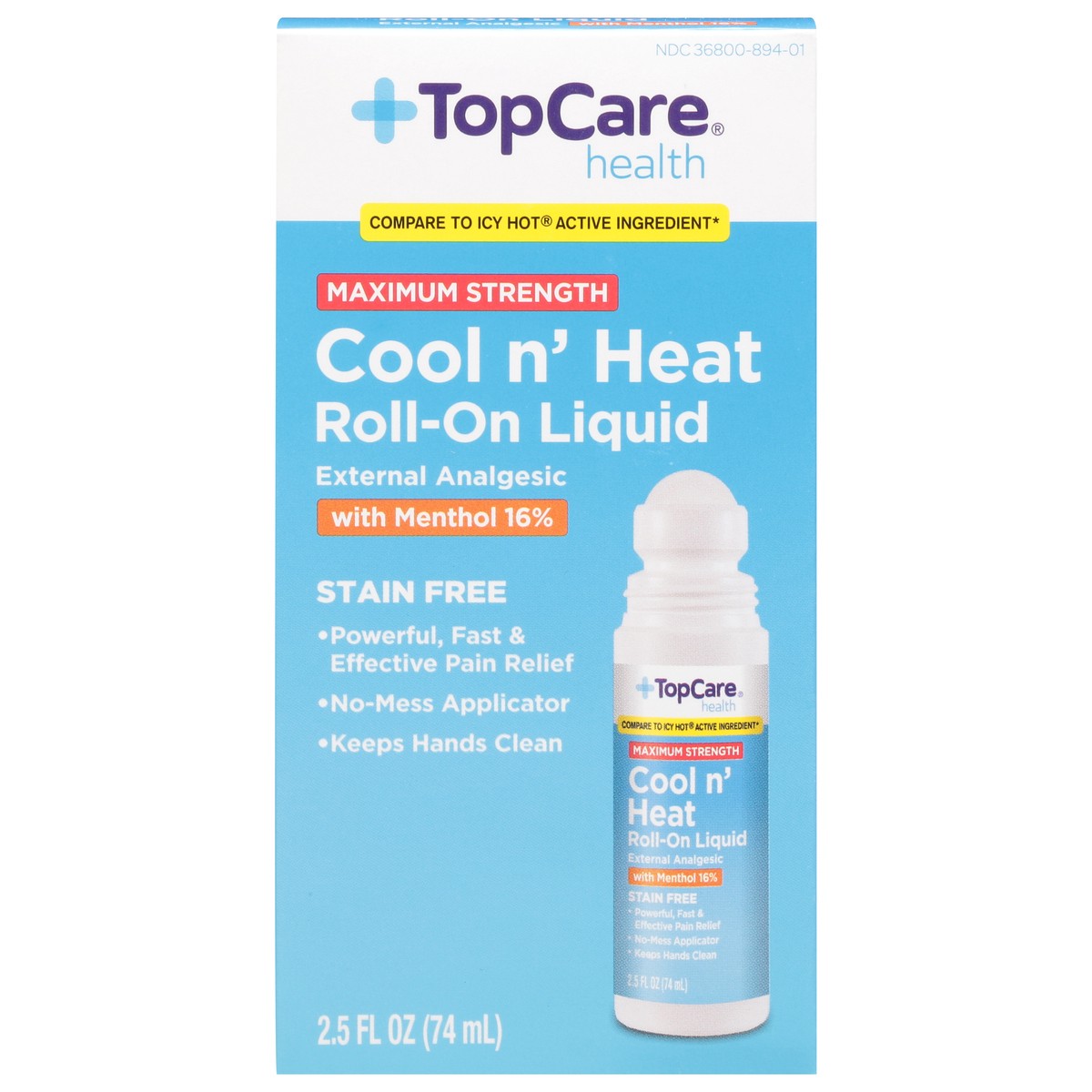 slide 14 of 15, TopCare Health Maximum Strength Cool n' Heat Roll-On Liquid with Menthol 16% 2.5 fl oz, 2.5 fl oz