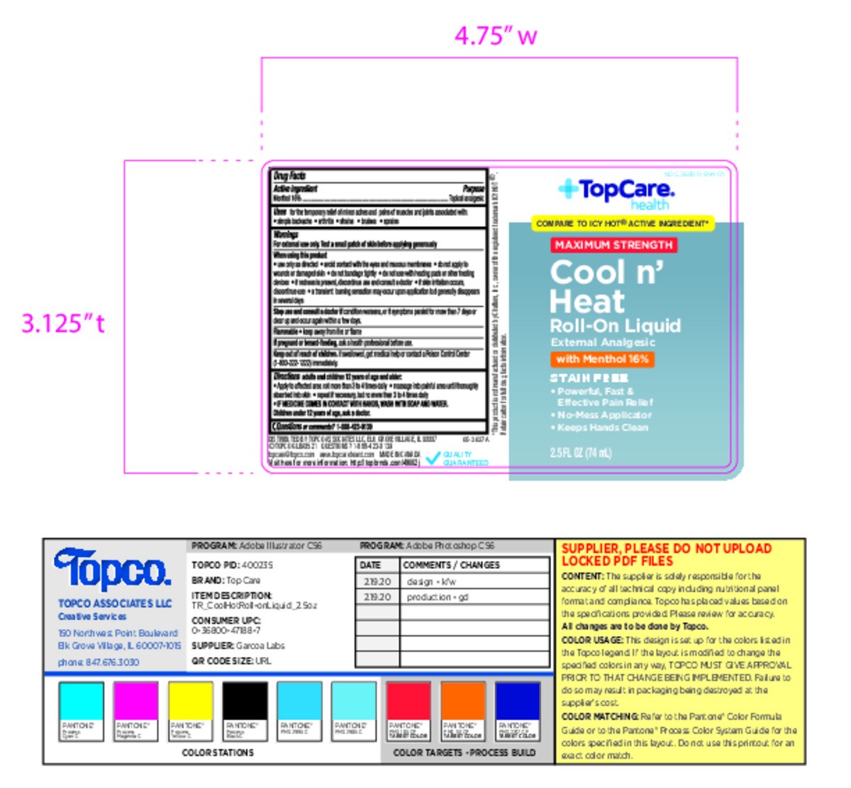 slide 12 of 15, TopCare Health Maximum Strength Cool n' Heat Roll-On Liquid with Menthol 16% 2.5 fl oz, 2.5 fl oz