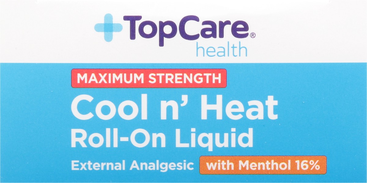 slide 3 of 15, TopCare Health Maximum Strength Cool n' Heat Roll-On Liquid with Menthol 16% 2.5 fl oz, 2.5 fl oz