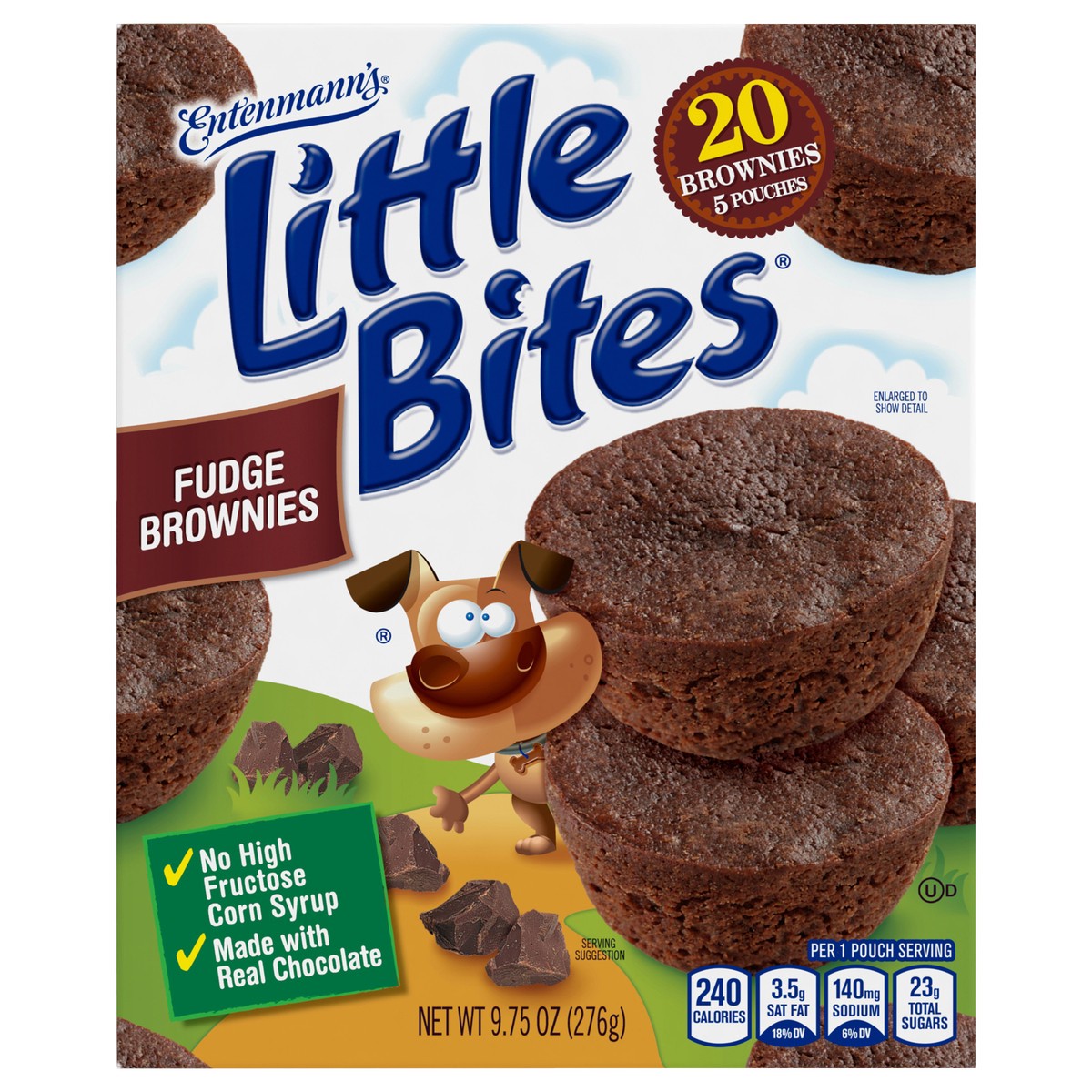 slide 7 of 8, Entenmann's Little Bites Fudge Brownie Mini Muffins, 5 pouches, 9.75 oz, 9.75 oz