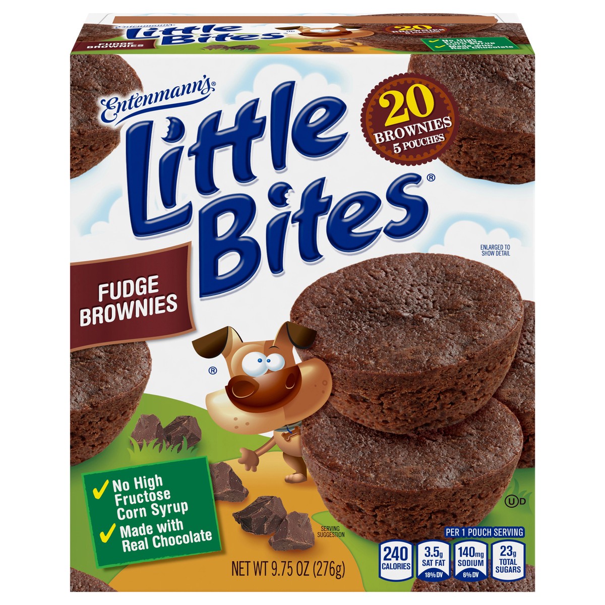 slide 1 of 8, Entenmann's Little Bites Fudge Brownie Mini Muffins, 5 pouches, 9.75 oz, 9.75 oz