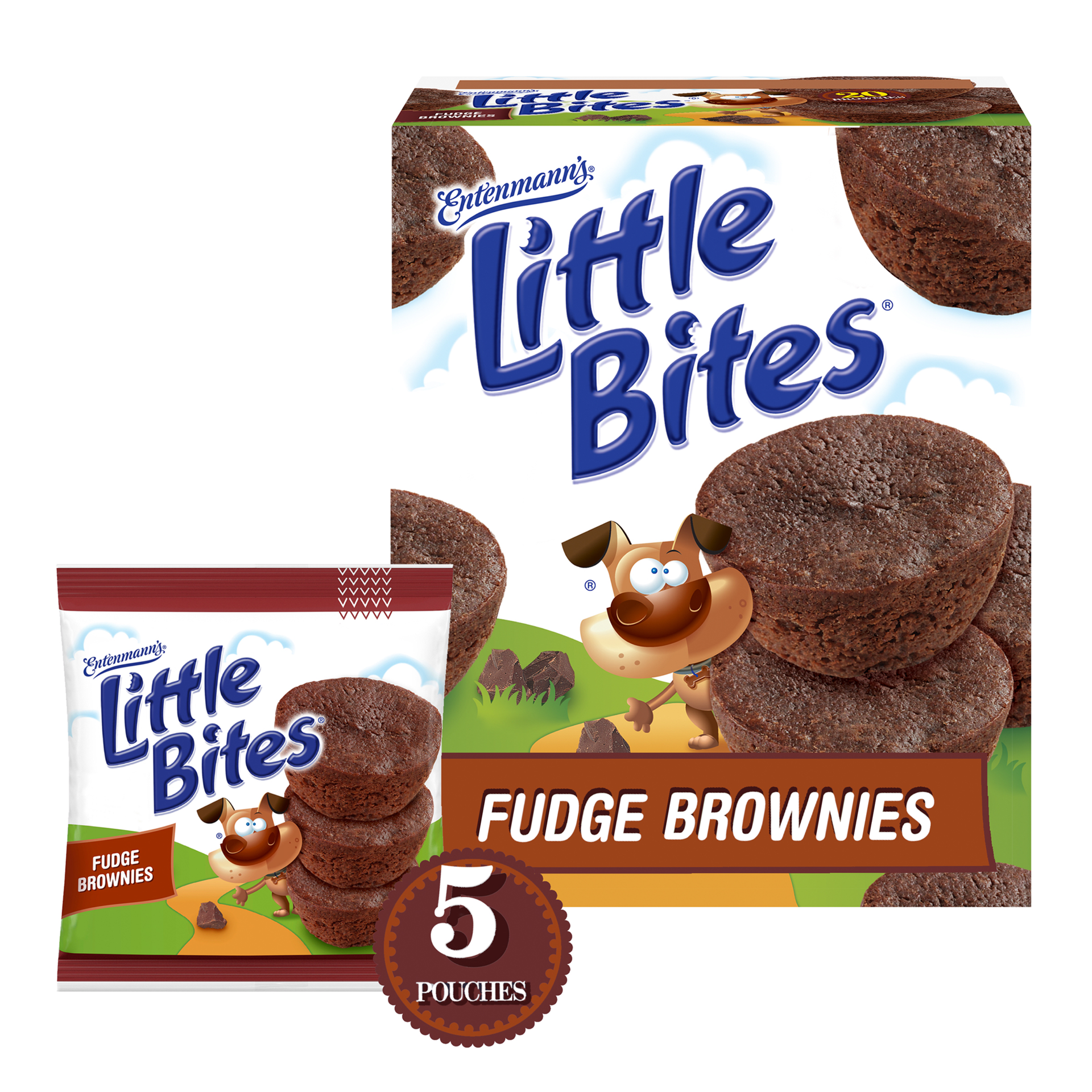 slide 1 of 8, Entenmann's Little Bites Chocolate Fudge Mini Brownies, 5 packs, 9.75 oz, 9.75 oz