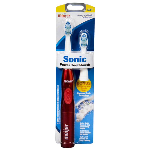 slide 1 of 1, Meijer Sonic Battery Operated Toothbrush With Refill, 1 ct