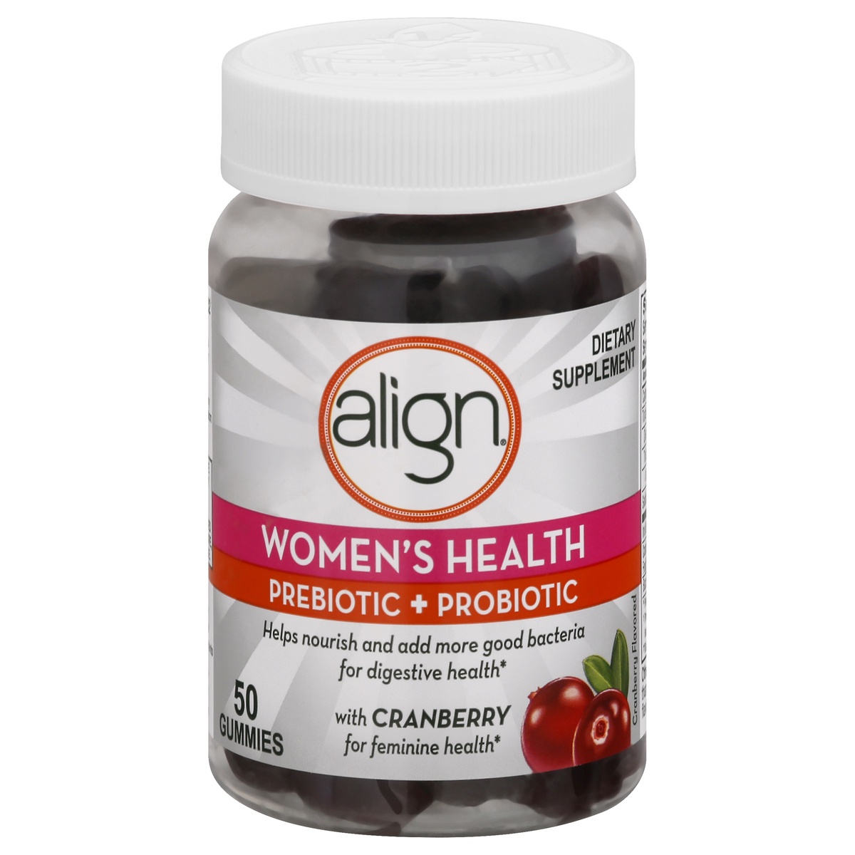 slide 1 of 1, Align Women's Health Gummies Cranberry Flavored Prebiotic + Probiotic 50 ea, 50 ct