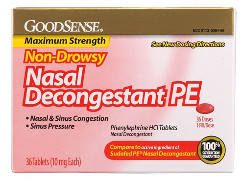 slide 1 of 1, Good Sense Non Drowsy Nasal Decongestant PE, 36 ct