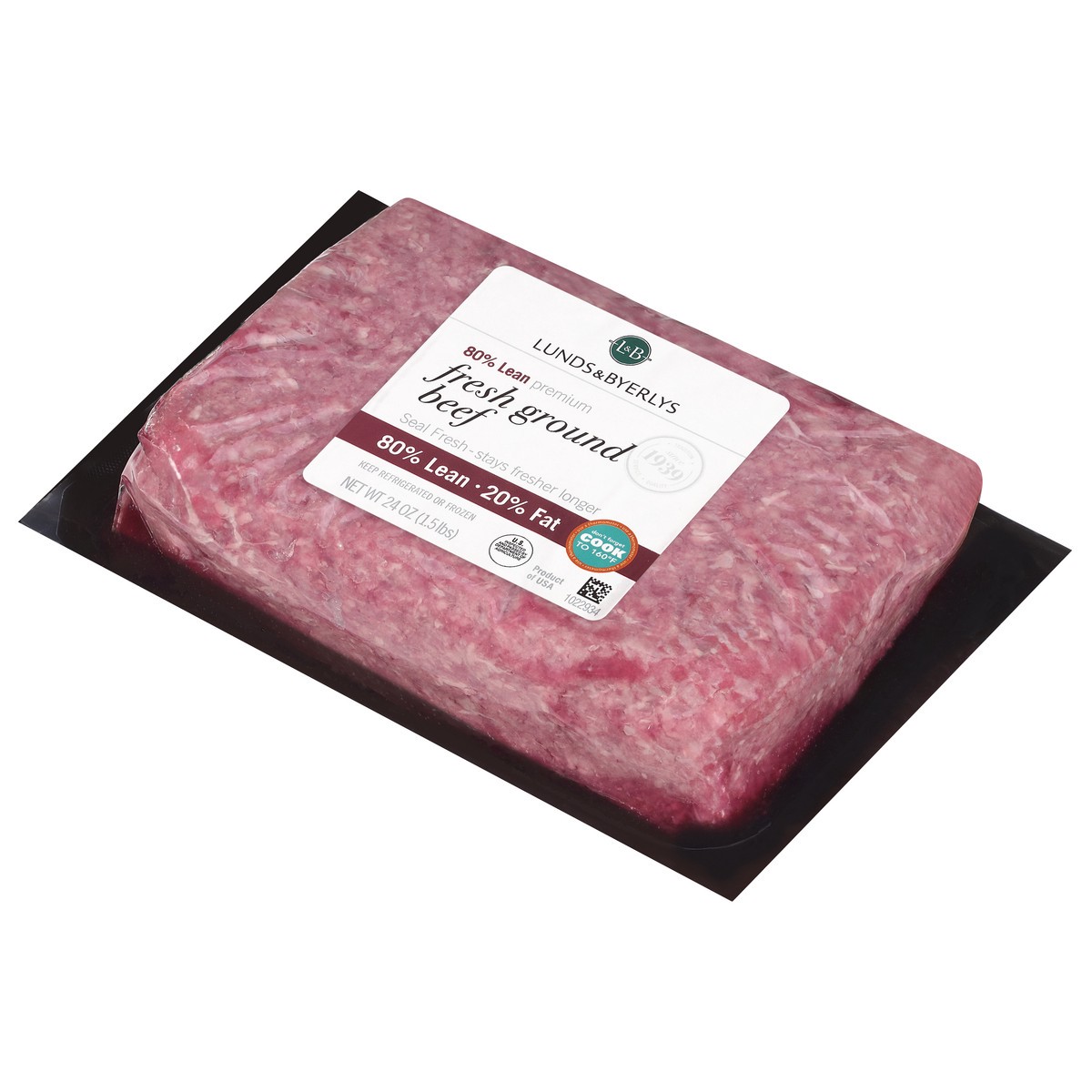 slide 2 of 4, Lunds & Byerlys 80%/20% Premium Fresh Ground Beef 24 oz, 24 oz