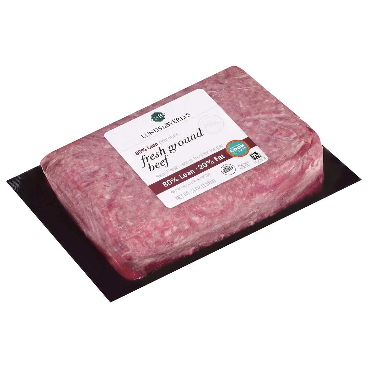 slide 4 of 4, Lunds & Byerlys 80%/20% Premium Fresh Ground Beef 24 oz, 24 oz