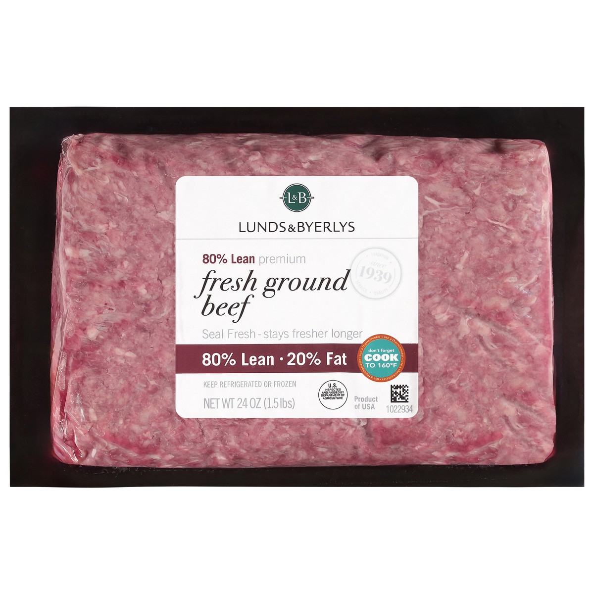 slide 1 of 4, Lunds & Byerlys 80%/20% Premium Fresh Ground Beef 24 oz, 24 oz