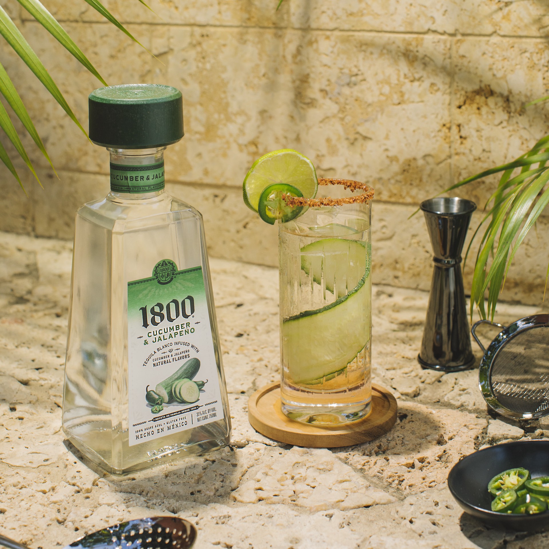 slide 5 of 10, 1800 Cucumber & Jalapeno Tequila 750 ml, 750 ml