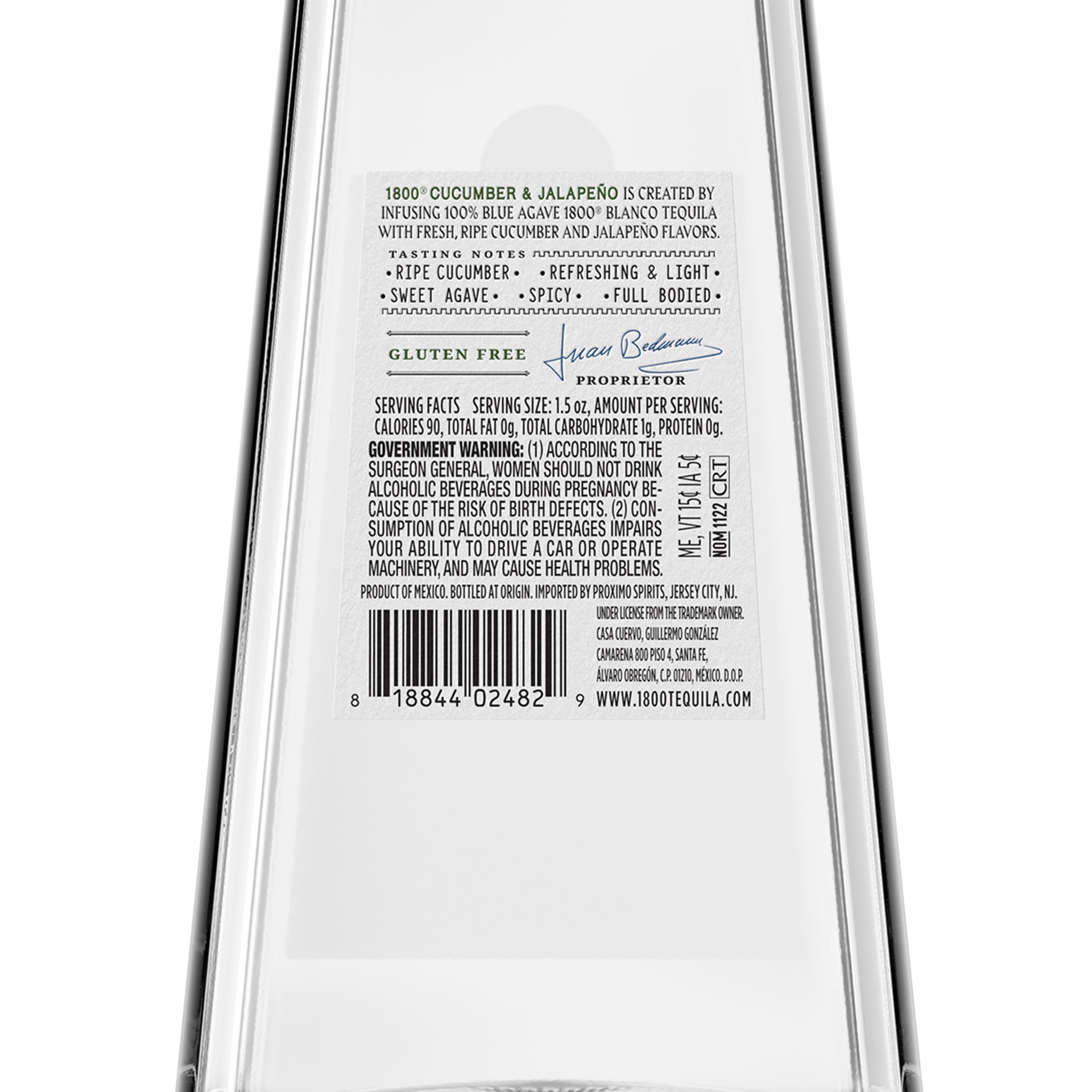 slide 10 of 10, 1800 Cucumber & Jalapeno Tequila 750 ml, 750 ml