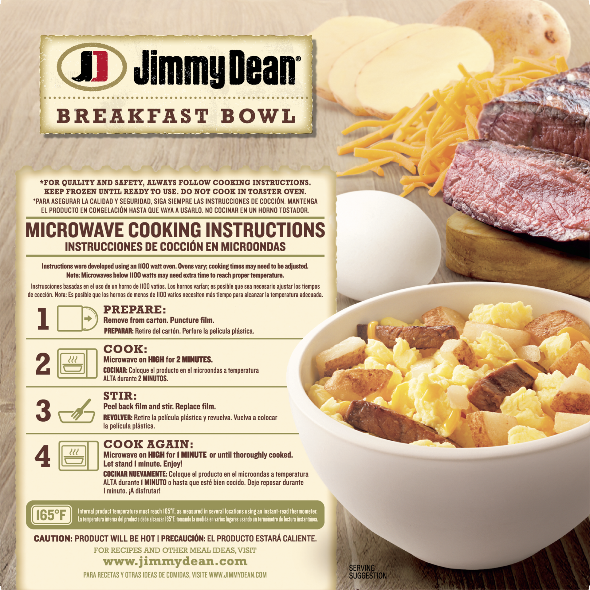 slide 8 of 10, Jimmy Dean Breakfast Bow, Steak, Frozen, 7 oz Bowl, 198.45 g