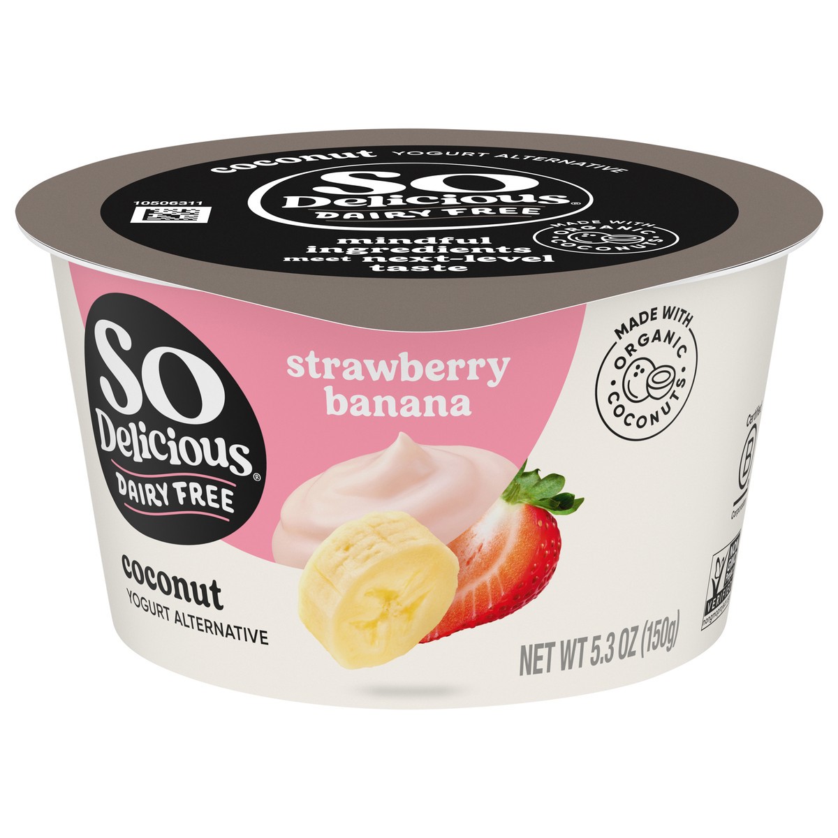 slide 1 of 5, So Delicious Coconut Milk Yogurt Alternative, Strawberry Banana, Vegan, Gluten Free, 5.3 oz Container, 5.3 oz