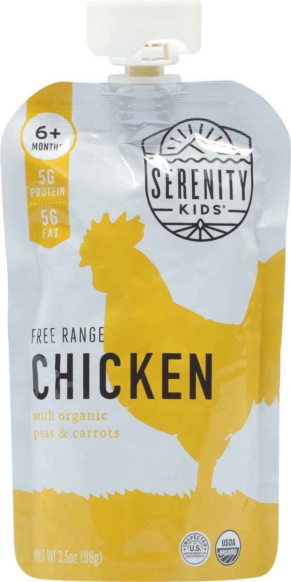 slide 8 of 9, Serenity Kids Free Range Chicken with Organic Peas and Carrots Pouch, 3.5oz, 3.5 oz