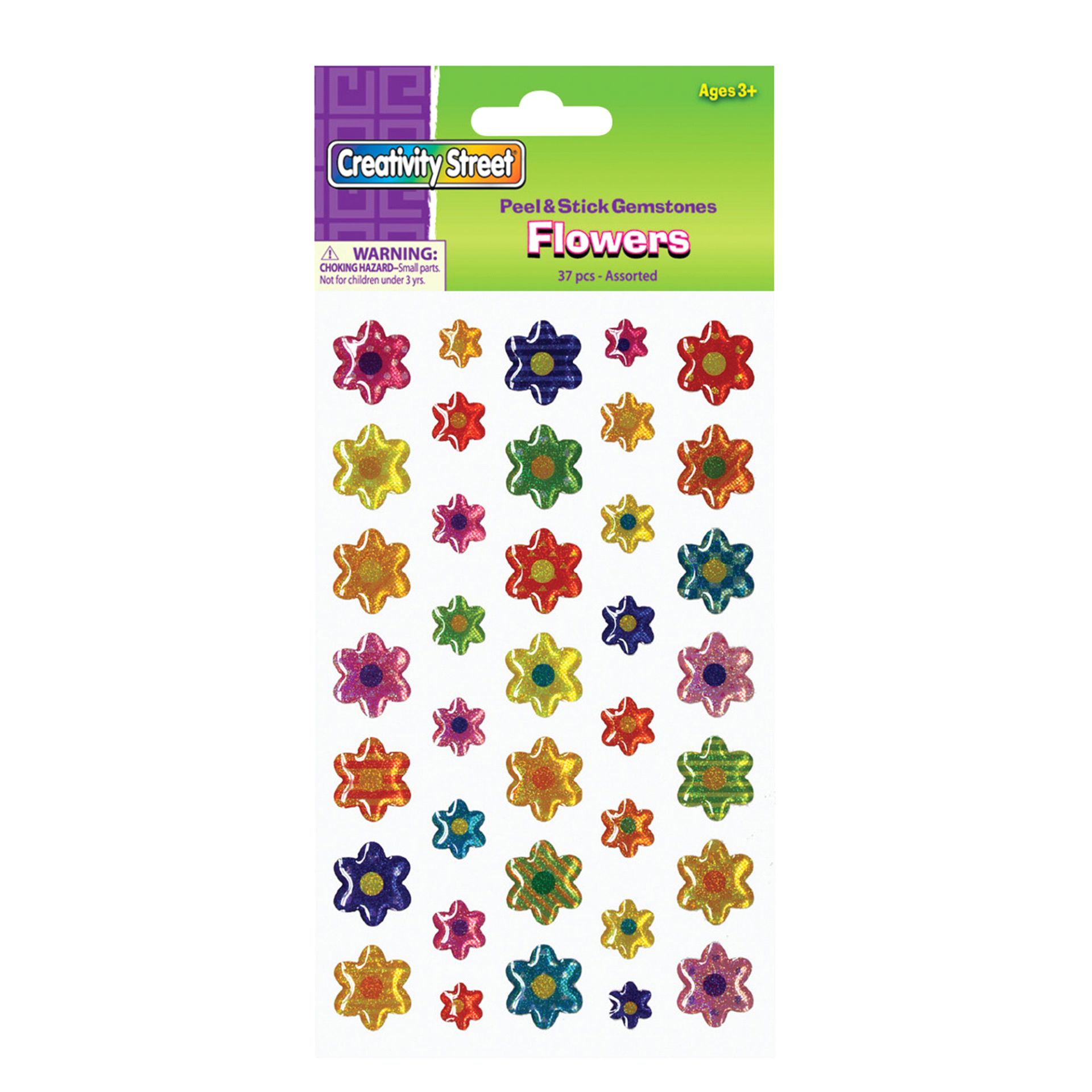slide 1 of 1, Creativity Street Peel and Stick Gemstone Stickers, Flowers, Assorted Sizes, 37 ct