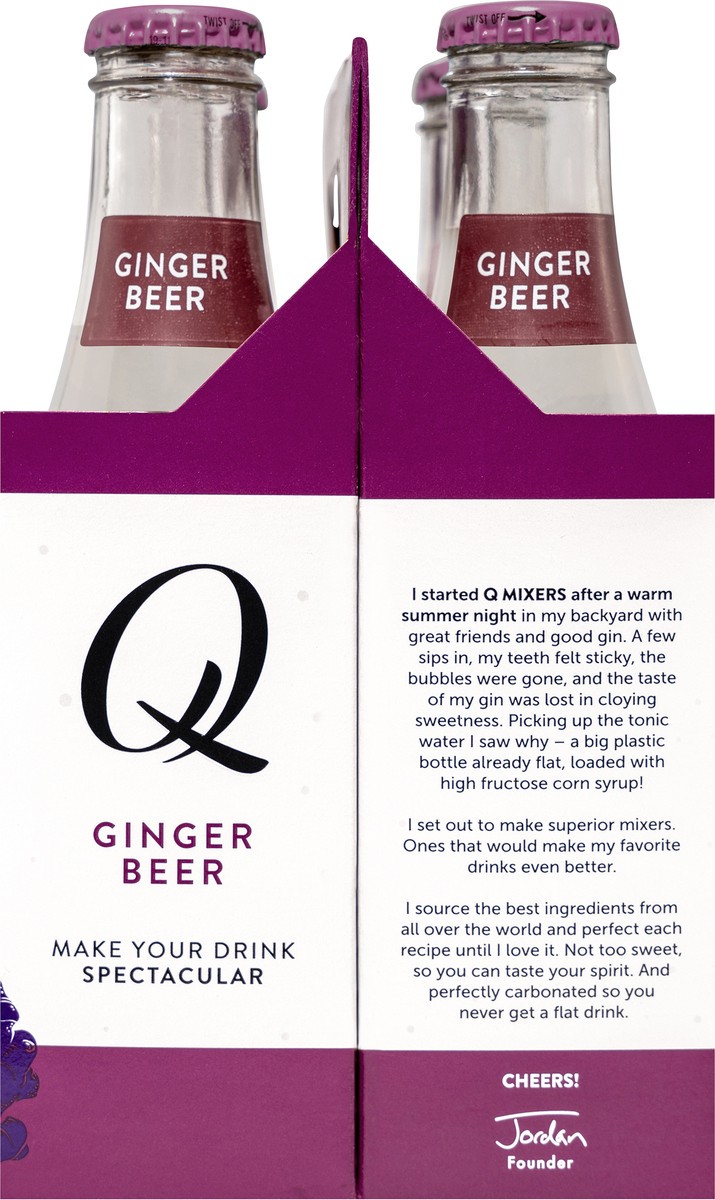 slide 4 of 9, Q Mixers Ginger Beer, Premium Cocktail Mixer Made with Real Ingredients, 6.7 Fl Oz (4 Bottles), 4 ct