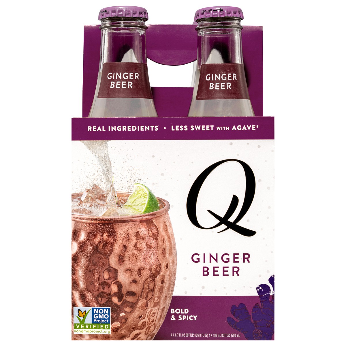 slide 3 of 9, Q Mixers Ginger Beer, Premium Cocktail Mixer Made with Real Ingredients, 6.7 Fl Oz (4 Bottles), 4 ct