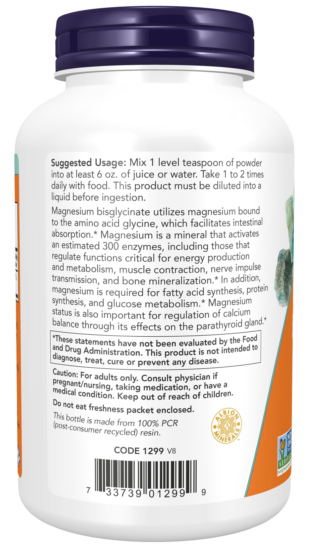 slide 4 of 4, NOW Magnesium Bisglycinate Powder - 8 oz., 8 oz