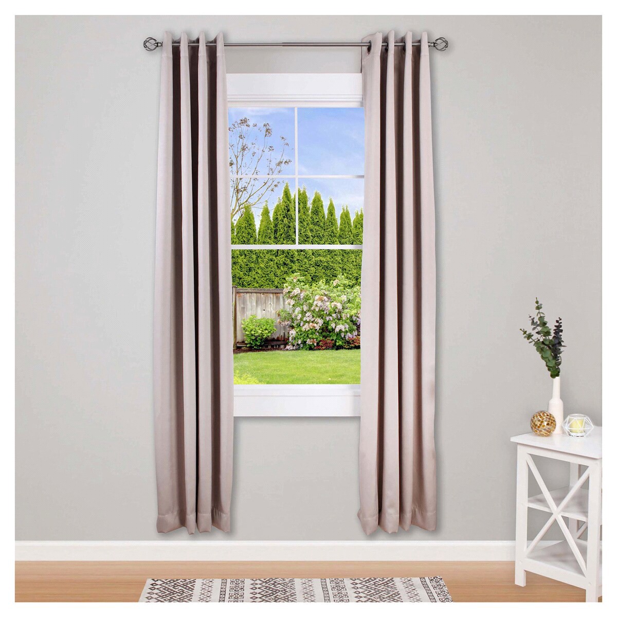 slide 2 of 2, Kenney Cage 5/8" Standard Decorative Window Curtain Rod, 90-130", Pewter, 90 ct