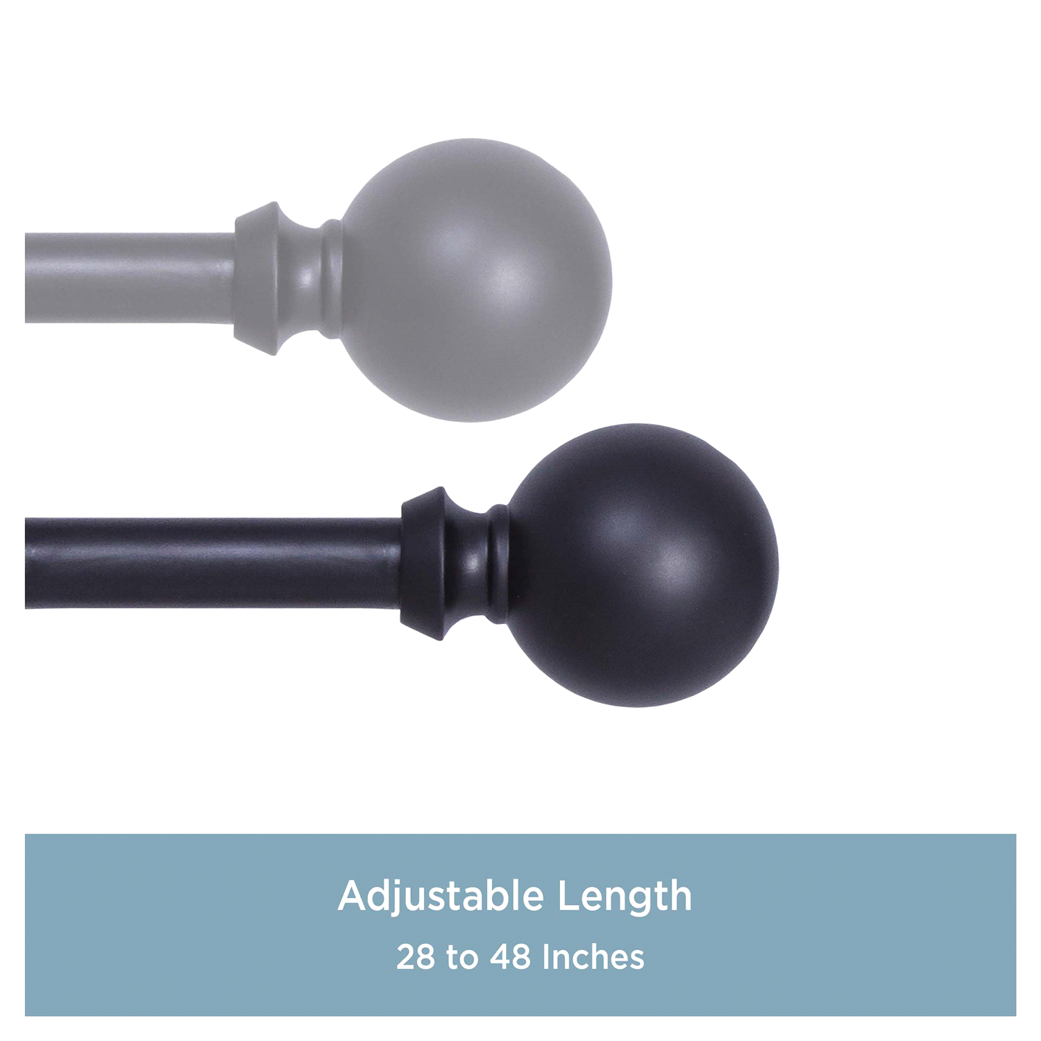 slide 3 of 4, Kenney Newbury 5/8" Standard Decorative Window Curtain Rod, 28-48", Black, 28 ct