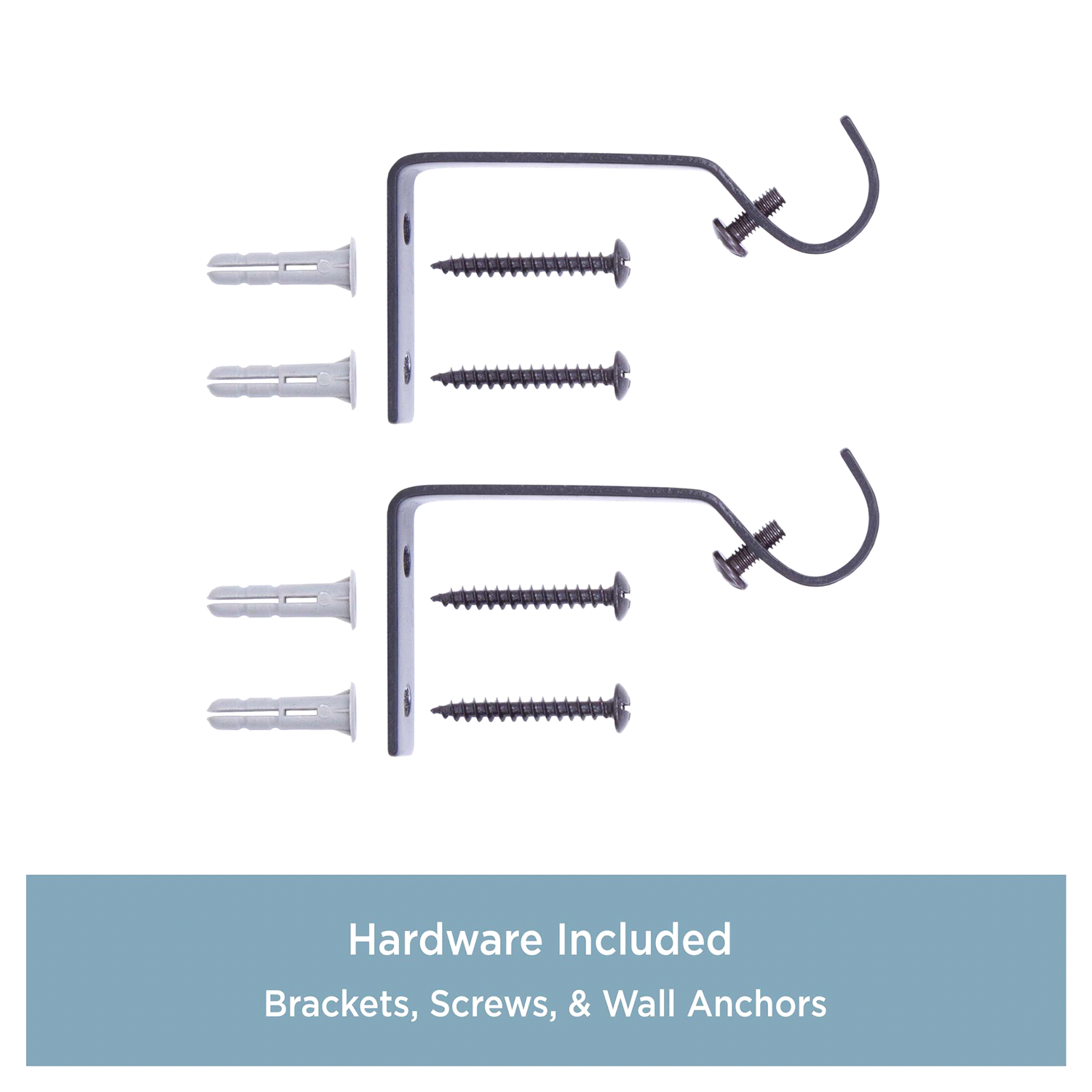 slide 4 of 4, Kenney Newbury 5/8" Standard Decorative Window Curtain Rod, 28-48", Black, 28 ct