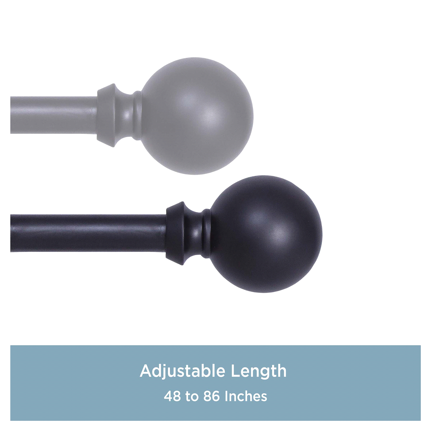 slide 3 of 4, Kenney Newbury 5/8" Standard Decorative Window Curtain Rod, 48-86", Black, 48 ct