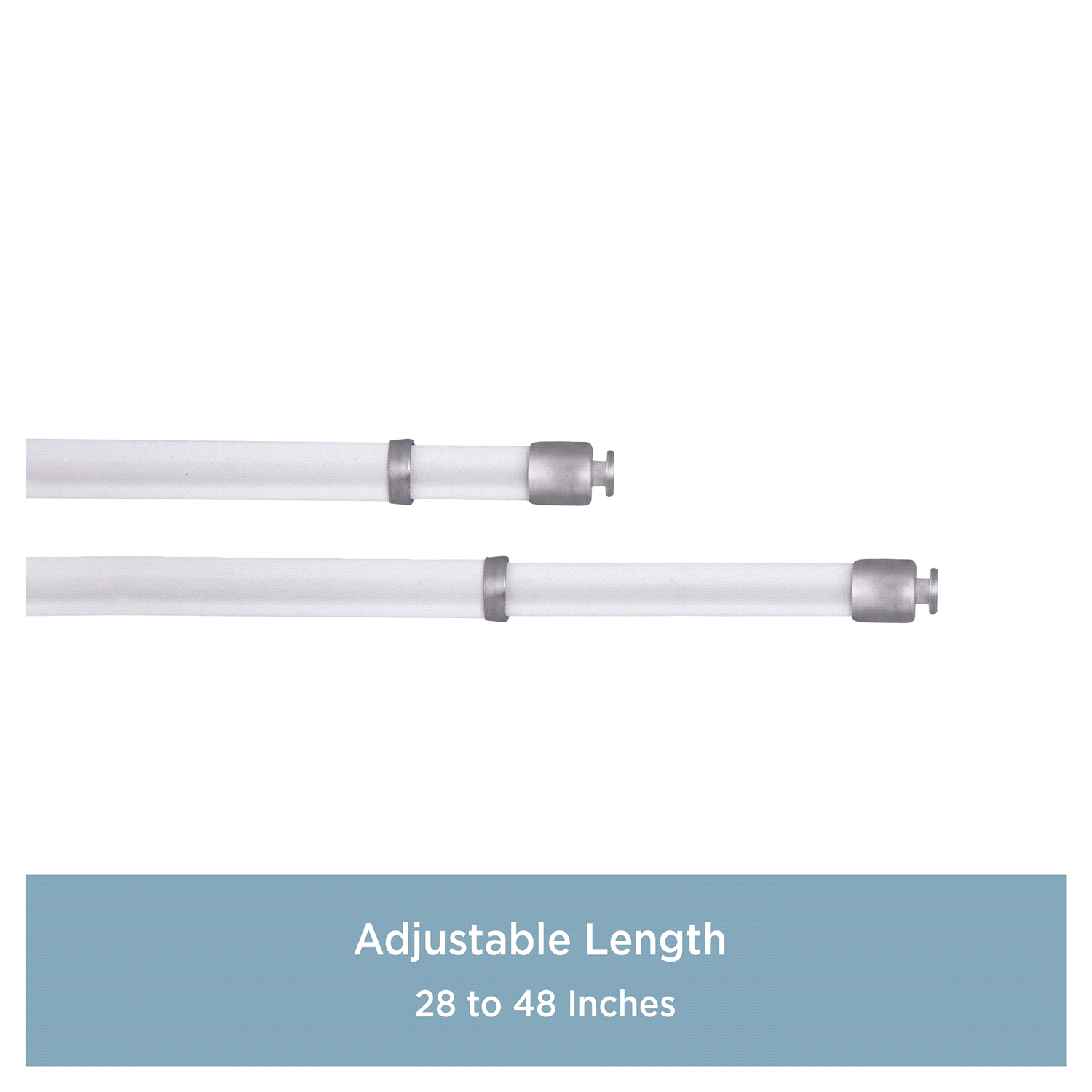 slide 2 of 4, Kenney 7/16" Round Sash Curtain Rod, 28-48", 1" Clearance, White, 28 ct