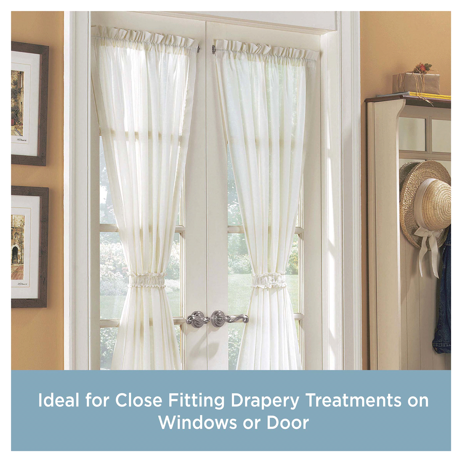 slide 4 of 4, Kenney 5/16" Swivel Sash Curtain Rod, 21-38", 1/4" Clearance, White, 21 ct