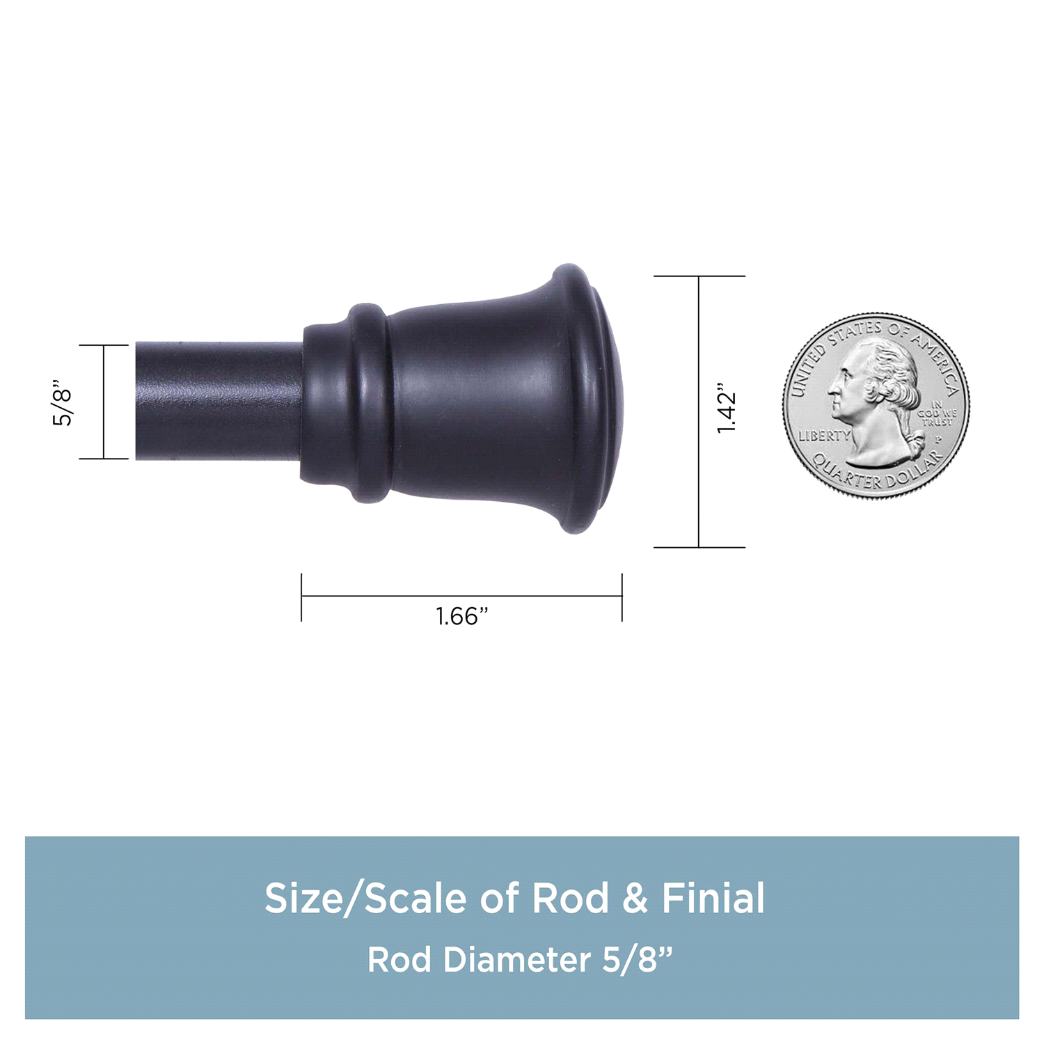 slide 2 of 4, Kenney Trumpet 5/8" Standard Decorative Window Curtain Rod, 28-48", Black, 28 ct