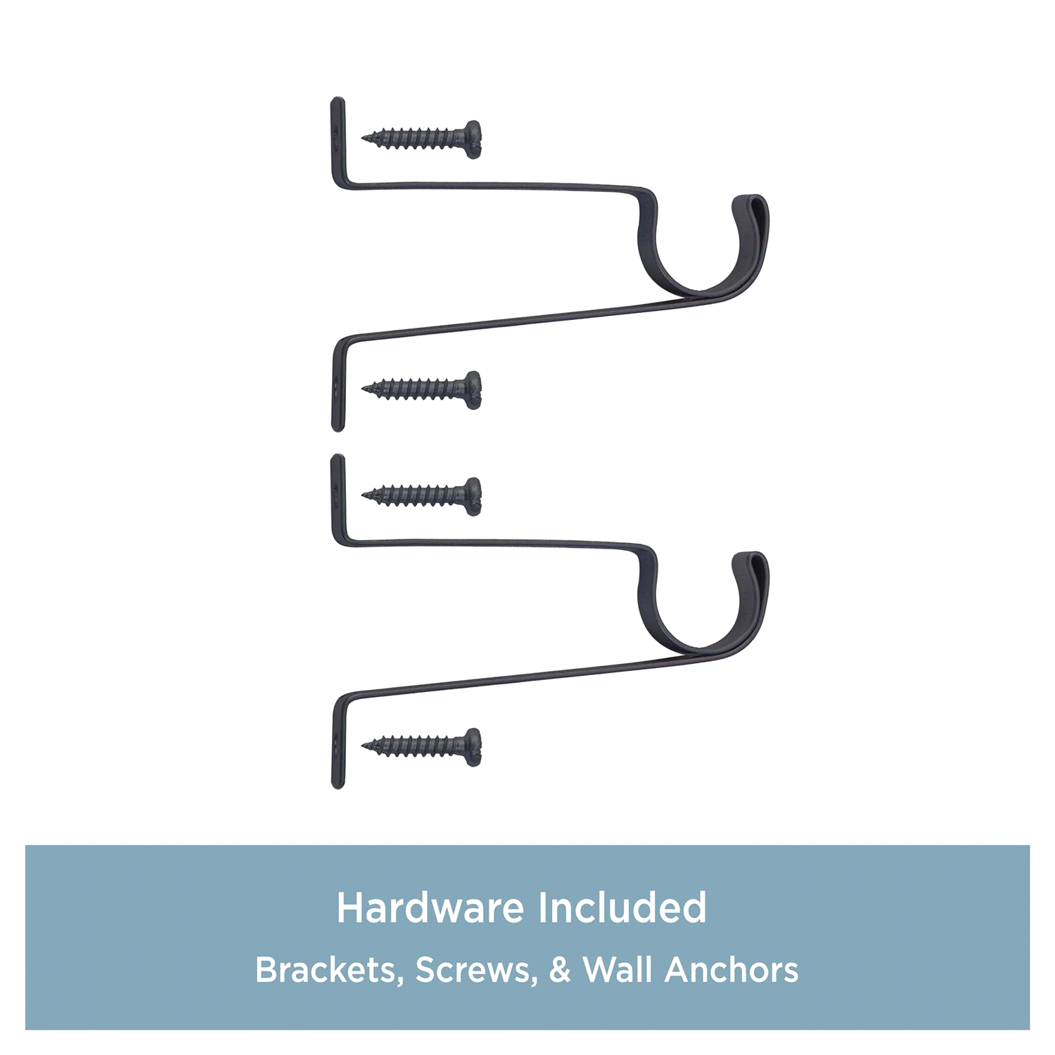 slide 4 of 4, Kenney Trumpet 5/8" Standard Decorative Window Curtain Rod, 28-48", Black, 28 ct