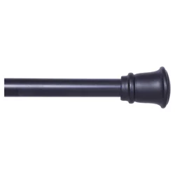 Kenney Trumpet 5/8" Standard Decorative Window Curtain Rod, 28-48", Black