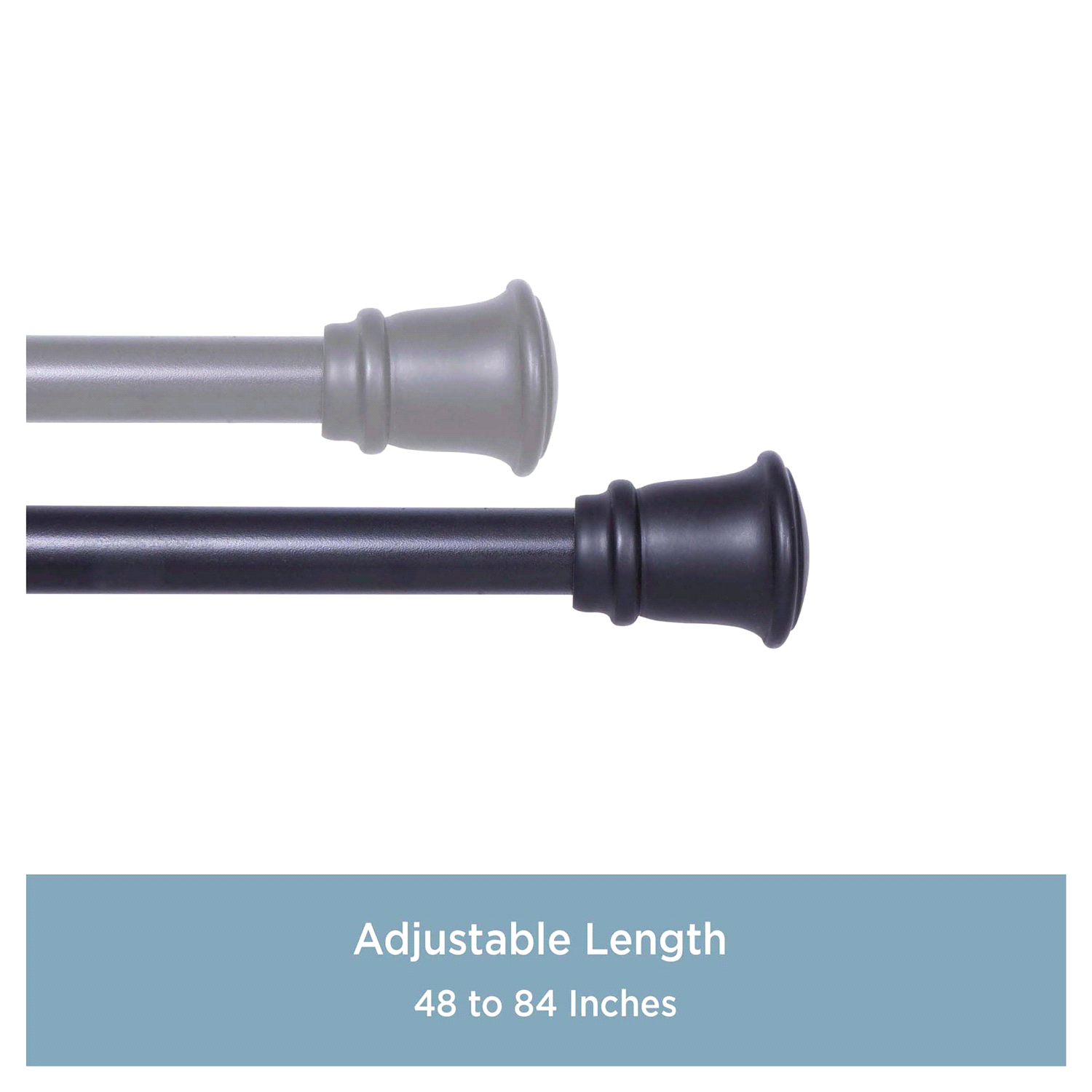 slide 3 of 4, Kenney Trumpet 5/8" Standard Decorative Window Curtain Rod, 48-84", Black, 48 ct