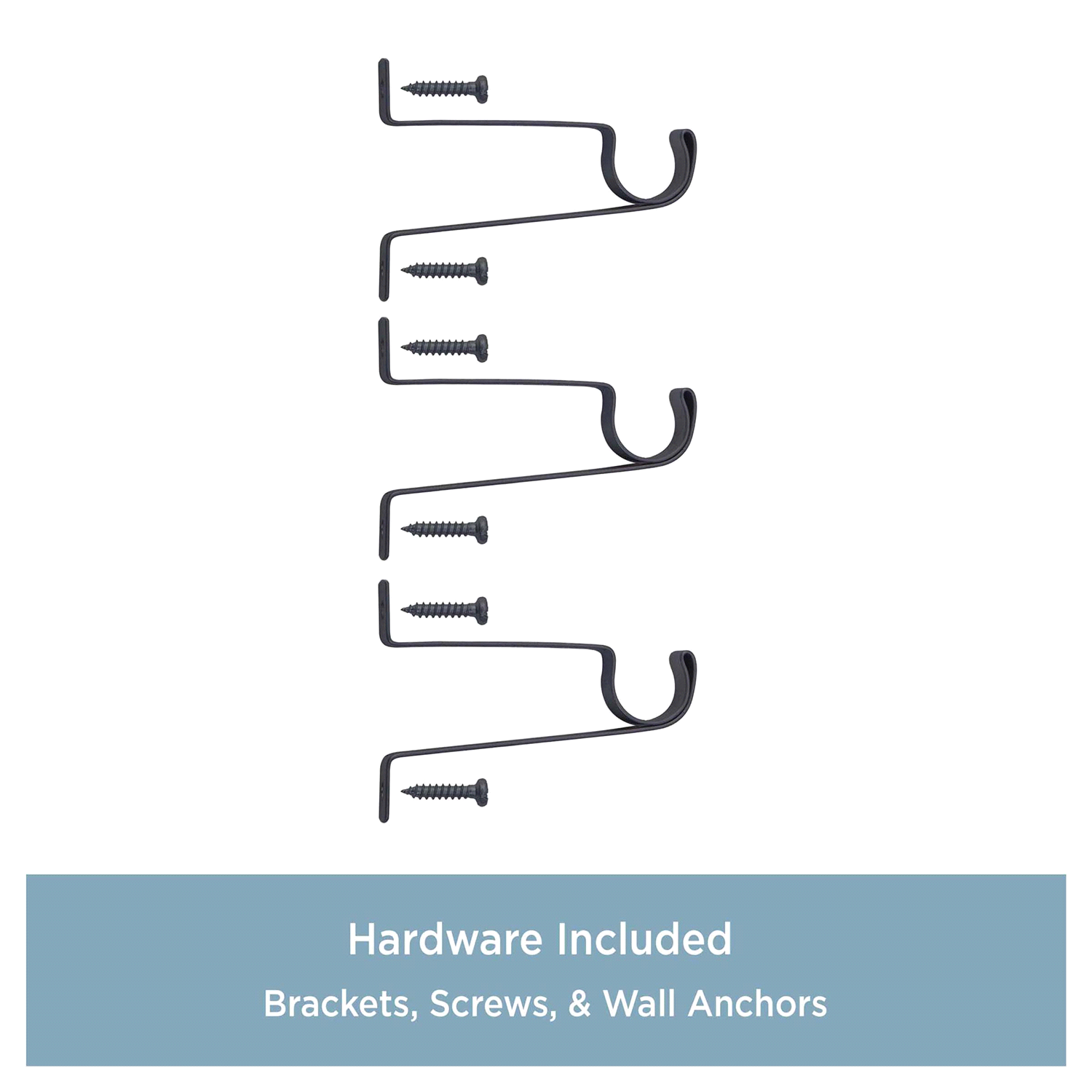 slide 4 of 4, Kenney Trumpet 5/8" Standard Decorative Window Curtain Rod, 48-84", Black, 48 ct