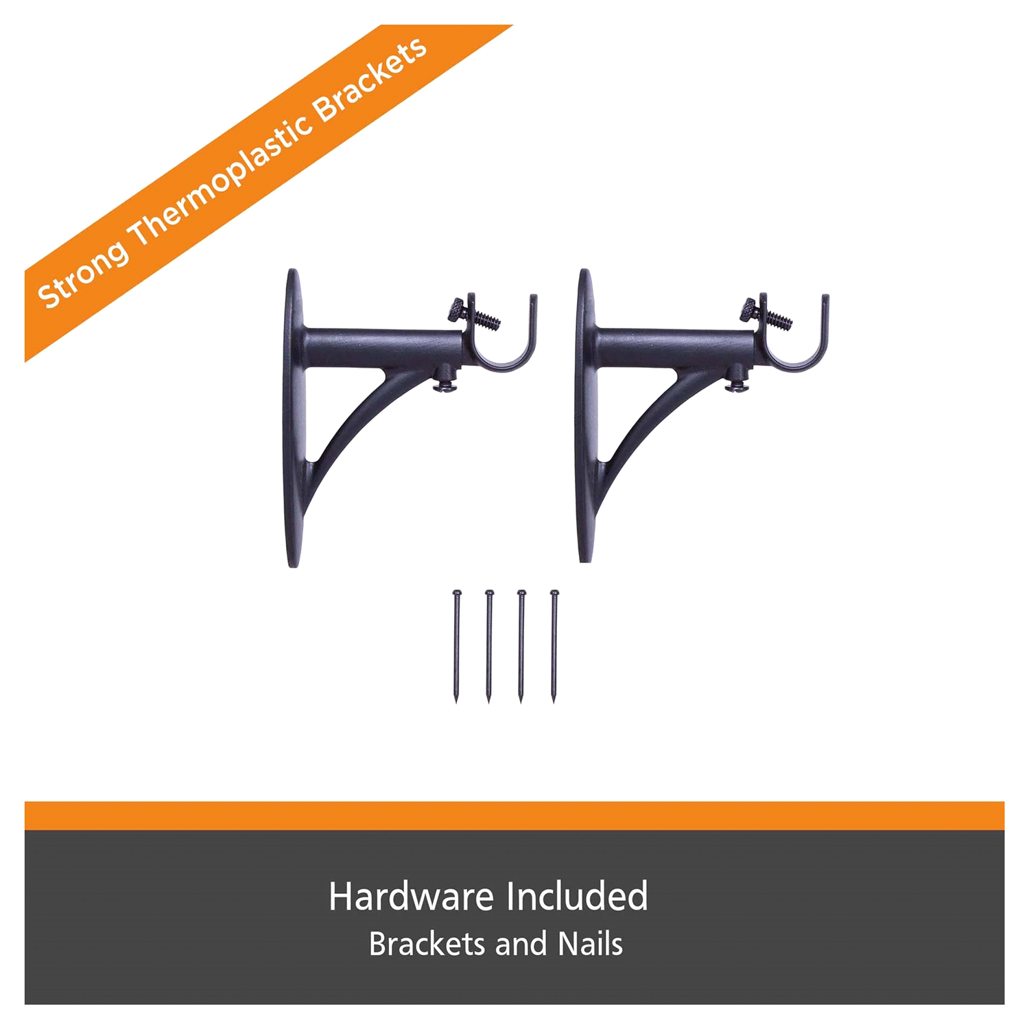 slide 3 of 3, Kenney 5/8" Fast Fit Easy Install Adjustable Bracket, Matte Black, 5/8 in