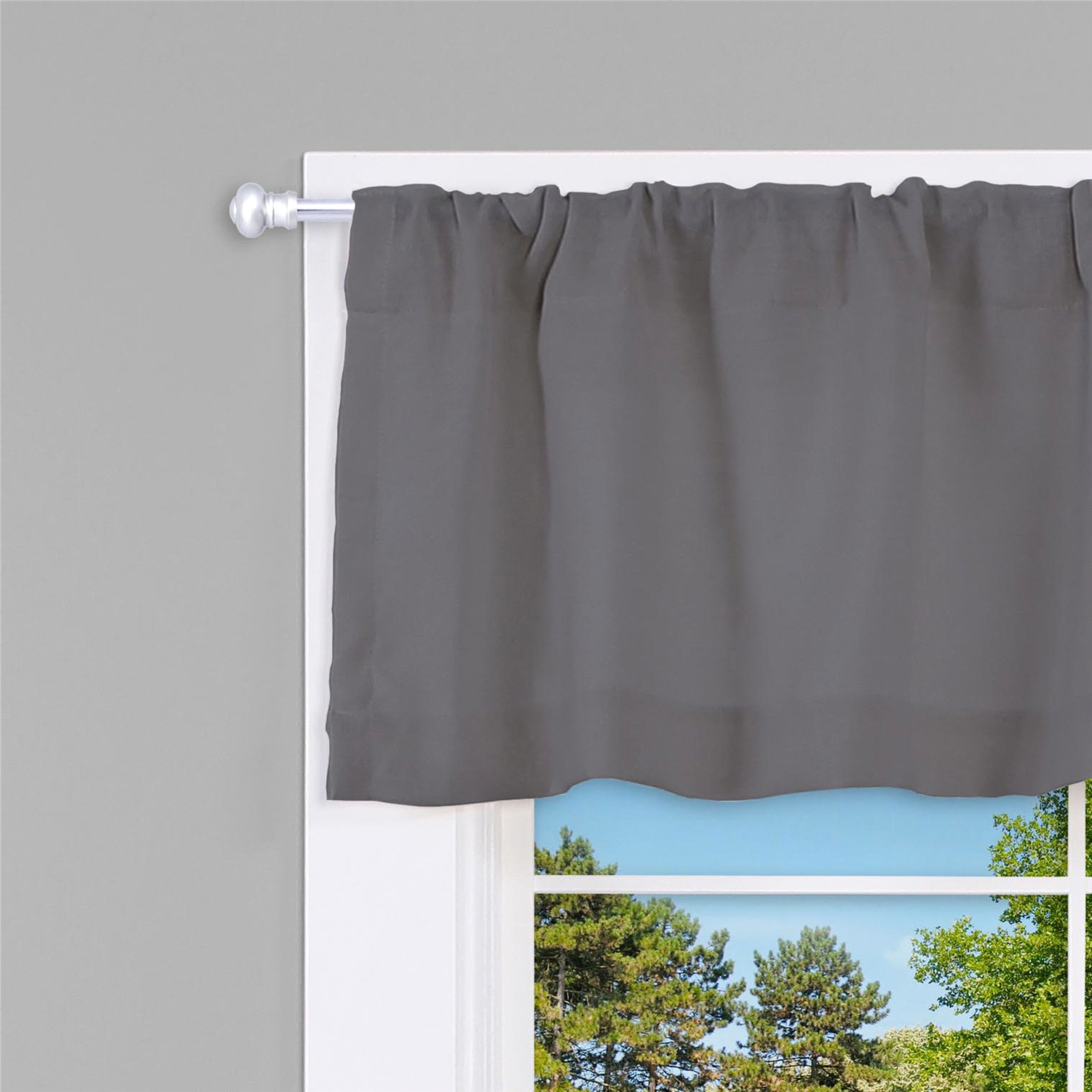 slide 2 of 3, Kenney Ashby 7/16" Adjustable Decorative Café Curtain Rod, 48-84", Satin Silver, 48 ct