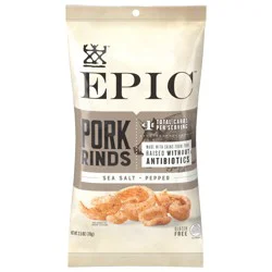EPIC Sea Salt and Pepper Pork Rinds, Keto and Paleo Friendly, Protein Snacks, 2.5 oz