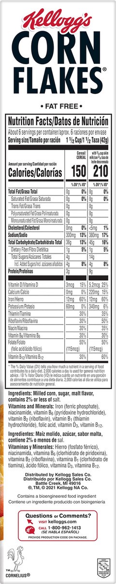 slide 5 of 8, Kellogg's Corn Flakes Original Breakfast Cereal, 9.6 oz