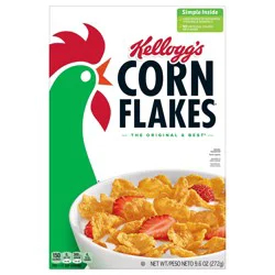 Kellogg's Corn Flakes Breakfast Cereal, 8 Vitamins and Minerals, Healthy Snacks, Original, 9.6oz Box (1 Box)