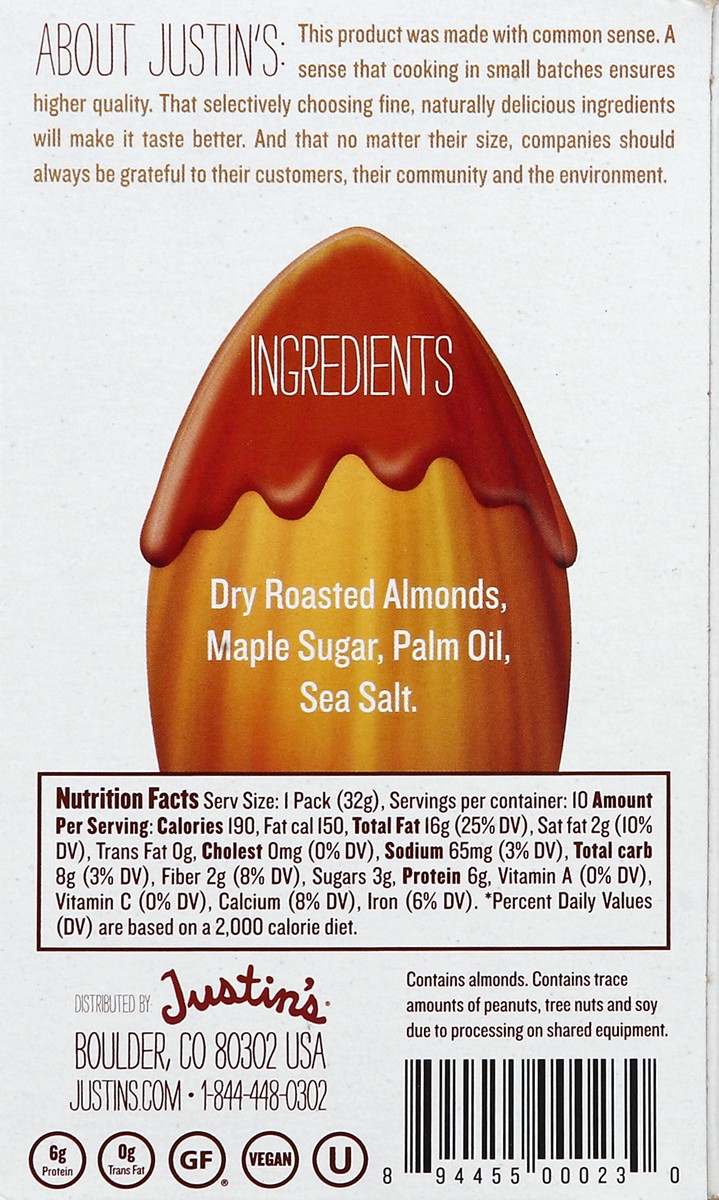 slide 6 of 6, Justin's Maple Almond Butter Squeeze Packs, 10 ct; 1.15 oz