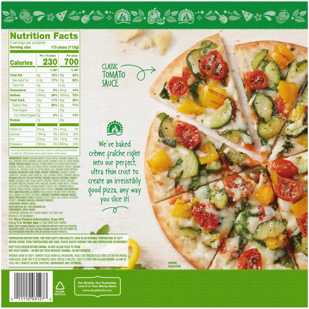 slide 3 of 6, Simple Truth Organic Italian Style Veggie Thin Crust Pizza, 11.9 oz