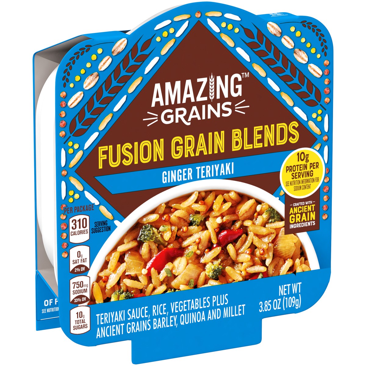 slide 6 of 13, Amazing Grains Ginger Teriyaki Fusion Grain Blend, 3.85 oz Bowl, 109 g