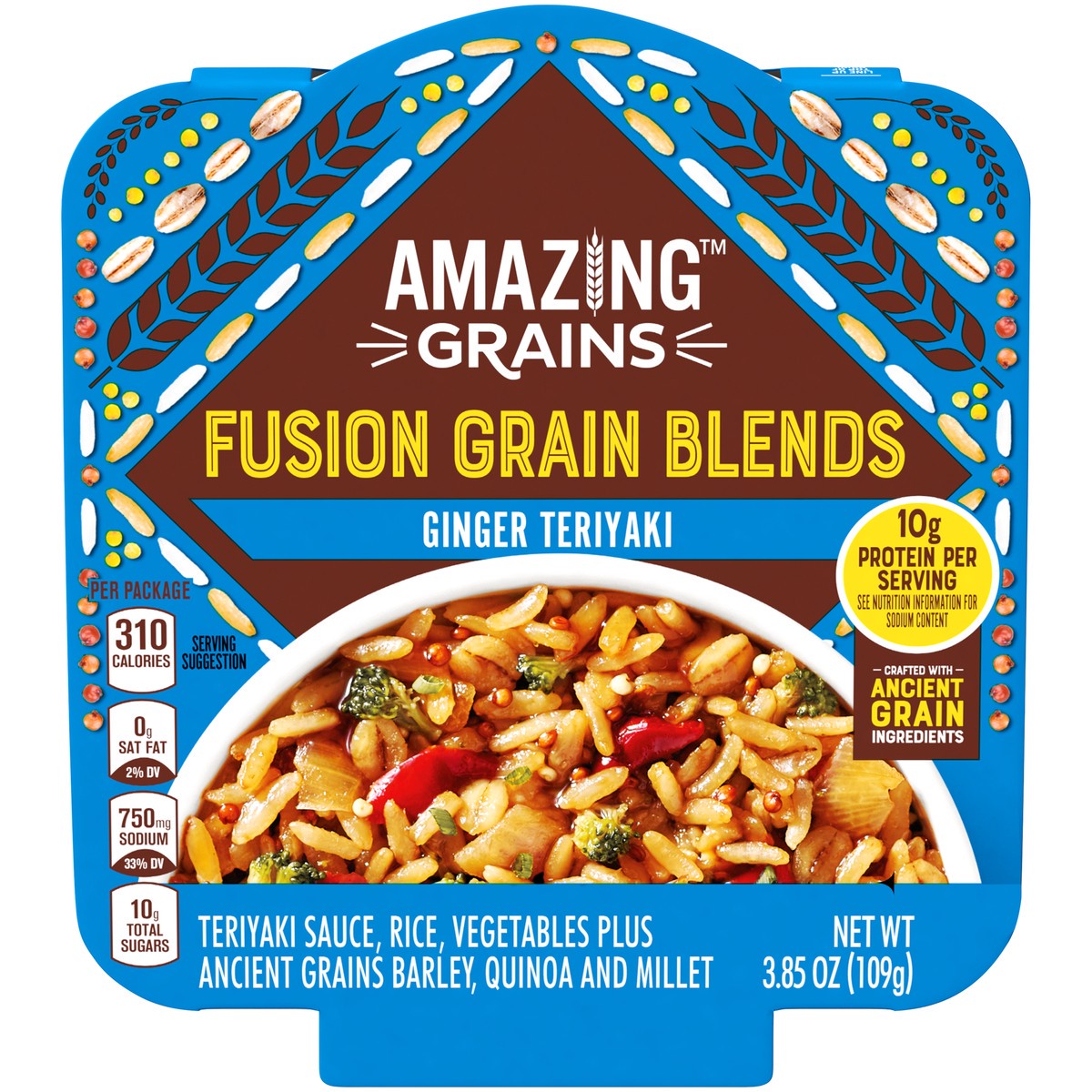 slide 1 of 13, Amazing Grains Ginger Teriyaki Fusion Grain Blend, 3.85 oz Bowl, 109 g