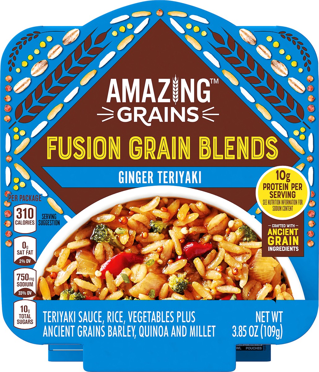 slide 10 of 13, Amazing Grains Ginger Teriyaki Fusion Grain Blend, 3.85 oz Bowl, 109 g