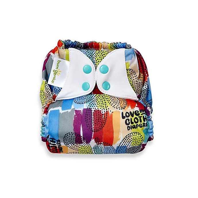 slide 1 of 2, bumGenius Freetime One-Size All-In-One Snap Cloth Diaper - Love, 1 ct